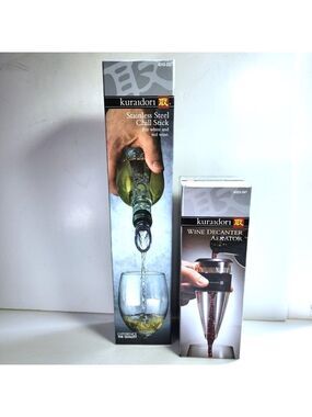 Kuraidori Wine Decanter Aerator – New – with Preowned Stainless Steel Chill Stic